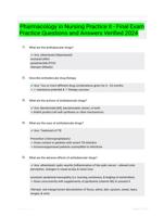 Pharmacology in Nursing Practice II - Final Exam Practice Questions and Answers Verified  2024