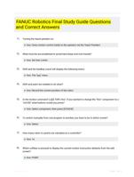 FANUC Robotics Final Study Guide Questions and Correct Answers