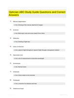 Optician ABO Study Guide Questions and Correct Answers