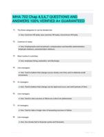 MHA 702 Chap 4,5,6,7 QUESTIONS AND ANSWERS 100% VERIFIED A+ GUARANTEED