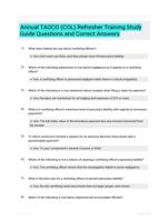 Annual TAOCO (COL) Refresher Training Study Guide Questions and Correct Answers