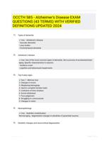 OCCTH 585 - Alzheimer's Disease EXAM QUESTIONS (43 TERMS) WITH VERIFIED DEFINITIONS UPDATED 2024