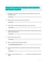 Future in Trucking Quiz Study Guide Questions and Correct Answers