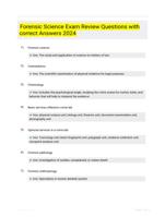 Forensic Science Exam Review Questions with correct Answers 2024