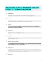 War II STUDY GUIDE QUESTIONS & ANS  100% CORRECTLY VERIFIED GRADED A+