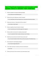 War 2 Final Exam Questions and Answers Latest Updates 2024( A+ GRADED 100% VERIFIED).