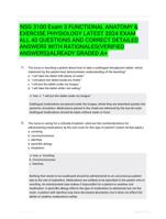 NSG 3100 Exam 3 FUNCTIONAL ANATOMY & EXERCISE PHYSIOLOGY LATEST 2024 EXAM ALL 40 QUESTIONS AND CORRECT DETAILED ANSWERS WITH RATIONALES(VERIFIED ANSWERS)|ALREADY GRADED A+