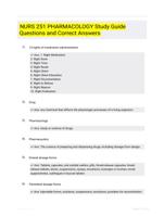 NURS 251 PHARMACOLOGY Study Guide Questions and Correct Answers