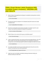 FINAL (Exam Review Latest Questions With Complete Grade A Answers) - ARIZONA LIFE AND HEALTH