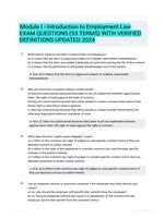 Module I - Introduction to Employment Law EXAM QUESTIONS (53 TERMS) WITH VERIFIED DEFINITIONS UPDATED 2024