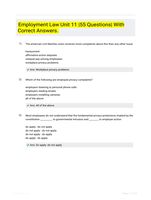 Employment Law Unit 11 |55 Questions| With Correct Answers.