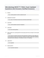 Microbiology BIOD171 FINAL Exam Updated Questions and Answers (Verified Answers)