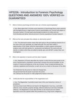 HPS206 - Introduction to Forensic Psychology QUESTIONS AND ANSWERS 100% VERIFIED A+ GUARANTEED