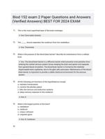 Biod 152 exam 2 Paper Questions and  Answers (Verified  Answers) BEST FOR 2024  EXAM