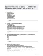 Econometrics Final Questions 84 CORRECTLY ANSWERED QUESTIONS LATEST UPDATE