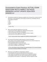 Econometrics Exam Practice /ACTUAL EXAM QUESTIONS WITH CORRECT DETAILED ANSWERS |LATEST UPDATE 2024/2025 GRADED A+