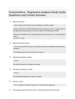 Econometrics - Regression analysis Study Guide Questions and Correct Answers