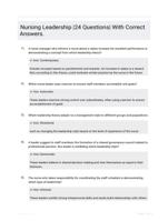 Nursing Leadership |24 Questions| With Correct Answers.