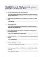 POLS 2302 exam 3 - 106 Questions & Answers (Rated A+) Latest Version 2024