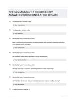 SPE 525 Modules 1-7 83 CORRECTLY ANSWERED QUESTIONS LATEST UPDATE