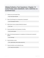 Milady Esthetics Test Questions- Chapter 13 QUESTIONS AND ANSWERS 100% VERIFIED A+ GUARANTEED