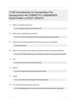 C100 Introduction to Humanities Pre-Assessment 44 CORRECTLY ANSWERED QUESTIONS LATEST UPDATE