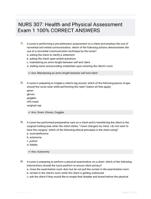 NURS 307: Health and Physical Assessment Exam 1 100% CORRECT ANSWERS