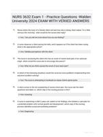 NURS 3632 Exam 1 - Practice Questions -Walden  University 2024 EXAM WITH VERIIED  ANSWERS