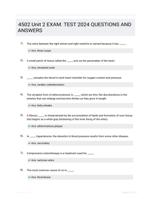 4502 Unit 2 EXAM. TEST 2024 QUESTIONS AND ANSWERS