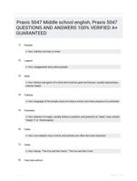 Praxis 5047 Middle school english, Praxis 5047 QUESTIONS AND ANSWERS 100% VERIFIED A+ GUARANTEED