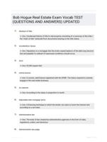 Bob Hogue Real Estate Exam Vocab TEST (QUESTIONS AND  ANSWERS) UPDATED