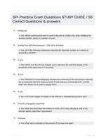 SPI Practice Exam Questions STUDY GUIDE / 50 Correct Questions & answers