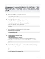 Ultrasound Physics SPI EXAM QUESTIONS (120 TERMS) WITH VERIFIED DEFINITIONS UPDATED 2024