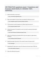 SPI PRACTICE questions exam 1 Questions and Answers 2024/2025( A+ GRADED 100% VERIFIED).