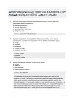 WCU Pathophysiology 370 Final 146 CORRECTLY ANSWERED QUESTIONS LATEST UPDATE