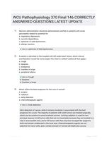 WCU Pathophysiology 370 Final 146 CORRECTLY ANSWERED QUESTIONS LATEST UPDATE