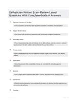 Esthetician Written Exam Review Latest Questions With Complete Grade A Answers