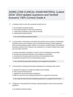 ASWB LCSW CLINICAL EXAM MATERIAL (Latest 2024/ 2024 Update) Questions and Verified Answers| 100% Correct| Grade A