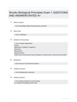 Brooks Biological Principles Exam 1 QUESTIONS AND ANSWERS RATED A+