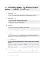 PT Jurisprudence Exam Actual Questions and Answers New Guide 100% Correct