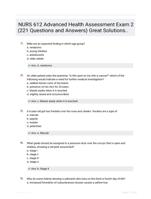 NURS 612 Advanced Health Assessment Exam 2 (221 Questions and Answers) Great Solutions..