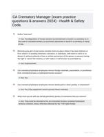 CA Crematory Manager (exam practice questions & answers 2024) - Health & Safety Code