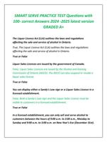 SMART SERVE PRACTICE TEST Questions with  100- correct Answers 2024 -2025 latest version  GRADED A+