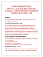 ACTUAL EXAM CHILD WELFARE  CWEL Review Study Guide (Illinois DCFS CWEL  Study Guide) –UPDATED QUESTIONS AND CORRECT ANS