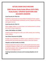 CWEL Review Study Guide (Illinois DCFS CWEL  Study Guide) –UPDATED QUESTIONS AND  ACCURATE ANSWERS