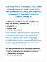 NHA PHLEBOTOMY TECHNICIAN ACTUAL EXAM  2024-2025 CERTIFIED UPDATED QUESTIONS  AND CORRECT DETAILED SOLUTIONS VERIFIED  100%