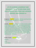 ATI PN NURSING LEADERSHIP AND  MANAGEMENT WITH NGN EXAM 2024- 2025 UPDATED QUESTIONS AND ANSWERS  VERIFIED 100% GRADED A+