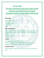 ATI NGN NUTRITION EXAM 2023-2024 LATEST  VOLUME QUESTIONS AND ACCURATE  ANSWERS COMPLETE DOCUMENT FOR STUDY