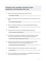 Property and casualty insurance Exam Questions and Answers Part one