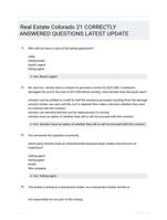 Real Estate Colorado 21 CORRECTLY ANSWERED QUESTIONS LATEST UPDATE